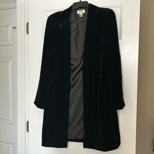 Talbots black velvet duster blazer